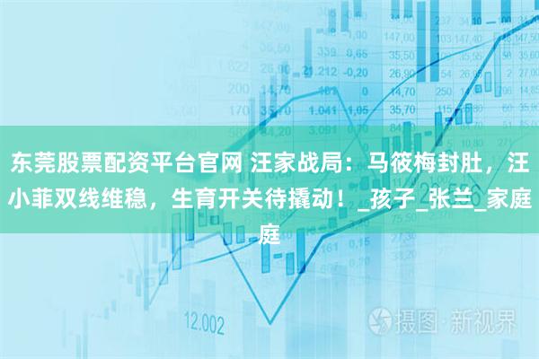 东莞股票配资平台官网 汪家战局：马筱梅封肚，汪小菲双线维稳，生育开关待撬动！_孩子_张兰_家庭